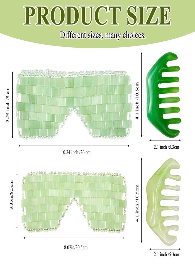 PKRFCJ Jade Eye Mask 2 Pcs Jade Eye Mask for Facials can Relieve Puffiness and Relieve Eye Cover (Comes with Massage M-Shaped Comb *1, Eight-Tooth Comb *1) - Image 2